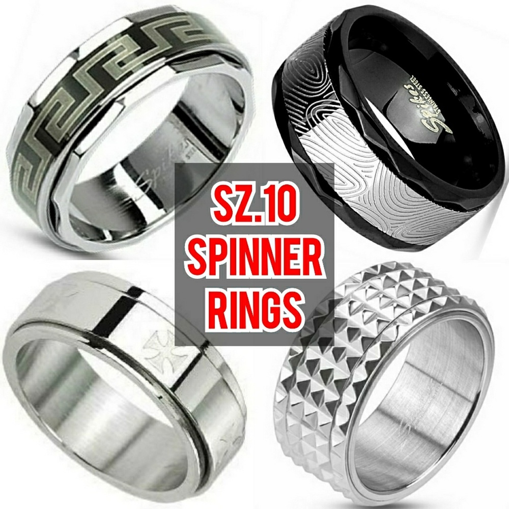 Four Men's Spinner Rings Size 10